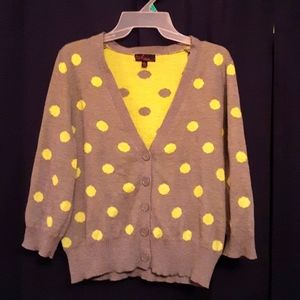 Kohls Takeout Polka-dot cardigan Juniors XL Womans Large Green Grey